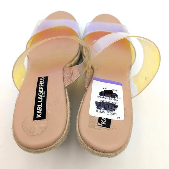Karl Lagerfeld Cecily Wedge Sandal Womens Iridescent Rubber Size US9.5 EU40 - Picture 5 of 12